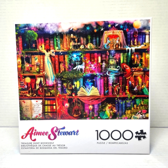 Buffalo Aimee Stewart Treasure Hunt Bookshelf 1000 pieces Puzzle *COMPLETE* - Picture 1 of 5